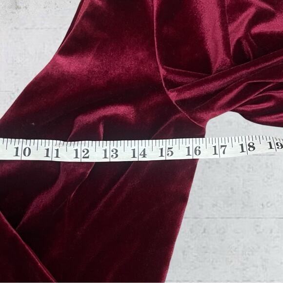 Ever Pretty V Neck Velvet Maxi Dress Flutter Sleeves Burgundy Bridesmaid Size M - Picture 10 of 14